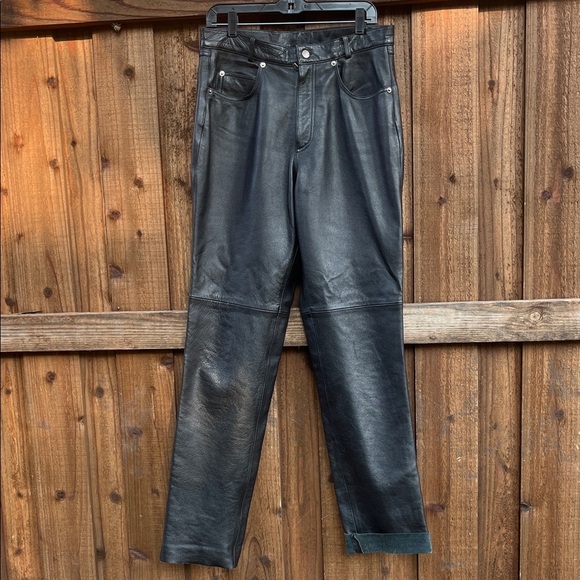 Vintage Wilson’s Leather Men’s Pants black lined straight leg